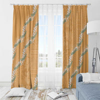 Aloha Pakalana and Puakenikeni Lei Window Curtain Gold Hawaiian Pattern