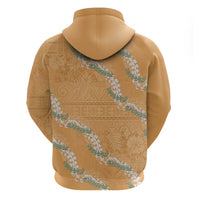 Aloha Pakalana and Puakenikeni Lei Zip Hoodie Gold Hawaiian Pattern