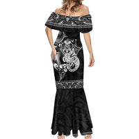 Personalised New Zealand Potae Pango Cricket Mermaid Dress Special Maori Hei Tiki Tribal Tattoo