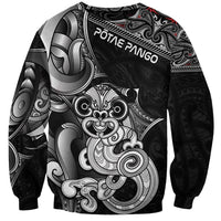 Personalised New Zealand Potae Pango Cricket Sweatshirt Special Maori Hei Tiki Tribal Tattoo