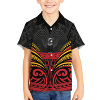 Custom Papua New Guinea Cricket Family Matching Summer Maxi Dress and Hawaiian Shirt PNG Emblem Mix Polyneisan Pattern