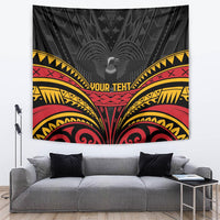 Custom Papua New Guinea Cricket Tapestry PNG Emblem Mix Polyneisan Pattern