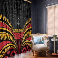 Custom Papua New Guinea Cricket Window Curtain PNG Emblem Mix Polyneisan Pattern