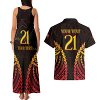 Custom Papua New Guinea Cricket Couples Matching Tank Maxi Dress and Hawaiian Shirt Go Barramundis