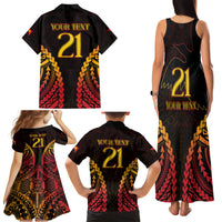 Custom Papua New Guinea Cricket Family Matching Tank Maxi Dress and Hawaiian Shirt Go Barramundis