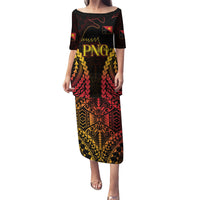 Custom Papua New Guinea Cricket Puletasi Go Barramundis LT9 Long Dress Black - Polynesian Pride