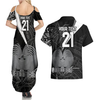 Custom Papua New Guinea Cricket Couples Matching Summer Maxi Dress and Hawaiian Shirt Tribal Bird of Paradise Tattoo