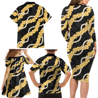 Aloha Melemele Hibiscus Pikake Lei Family Matching Long Sleeve Bodycon Dress and Hawaiian Shirt Hawaiian Quilt Pattern