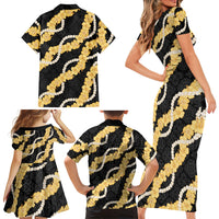 Aloha Melemele Hibiscus Pikake Lei Family Matching Short Sleeve Bodycon Dress and Hawaiian Shirt Hawaiian Quilt Pattern