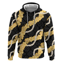 Aloha Melemele Hibiscus Pikake Lei Hoodie Hawaiian Quilt Pattern LT9 Pullover Hoodie Black - Polynesian Pride