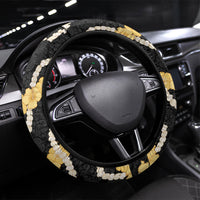 Aloha Melemele Hibiscus Pikake Lei Steering Wheel Cover Hawaiian Quilt Pattern LT9 Universal Fit Black - Polynesian Pride