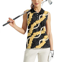 Aloha Melemele Hibiscus Pikake Lei Women Sleeveless Polo Shirt Hawaiian Quilt Pattern