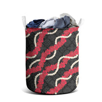Aloha Ula'ula Hibiscus Pikake Lei Laundry Basket Hawaiian Quilt Pattern