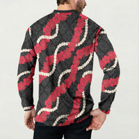 Aloha Ula'ula Hibiscus Pikake Lei Button Sweatshirt Hawaiian Quilt Pattern