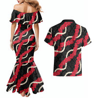 Aloha Ula'ula Hibiscus Pikake Lei Couples Matching Mermaid Dress and Hawaiian Shirt Hawaiian Quilt Pattern