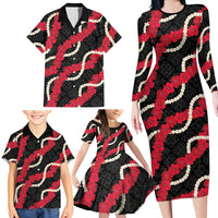 Aloha Ula'ula Hibiscus Pikake Lei Family Matching Long Sleeve Bodycon Dress and Hawaiian Shirt Hawaiian Quilt Pattern