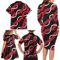 Aloha Ula'ula Hibiscus Pikake Lei Family Matching Long Sleeve Bodycon Dress and Hawaiian Shirt Hawaiian Quilt Pattern