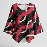Aloha Ula'ula Hibiscus Pikake Lei Kimono Sleeve Blouse Hawaiian Quilt Pattern