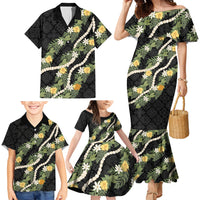 Puakenikeni Anthurium Pikake Lei Family Matching Mermaid Dress and Hawaiian Shirt Hawaiian Quilt Pattern