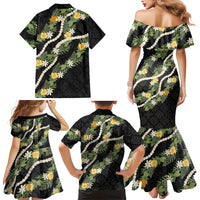 Puakenikeni Anthurium Pikake Lei Family Matching Mermaid Dress and Hawaiian Shirt Hawaiian Quilt Pattern