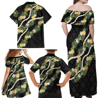 Puakenikeni Anthurium Pikake Lei Family Matching Off Shoulder Maxi Dress and Hawaiian Shirt Hawaiian Quilt Pattern