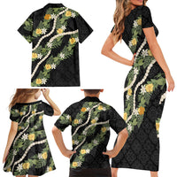 Puakenikeni Anthurium Pikake Lei Family Matching Short Sleeve Bodycon Dress and Hawaiian Shirt Hawaiian Quilt Pattern