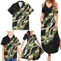 Puakenikeni Anthurium Pikake Lei Family Matching Summer Maxi Dress and Hawaiian Shirt Hawaiian Quilt Pattern