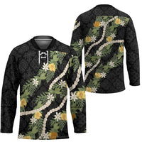 Puakenikeni Anthurium Pikake Lei Hockey Jersey Hawaiian Quilt Pattern LT9 - Polynesian Pride