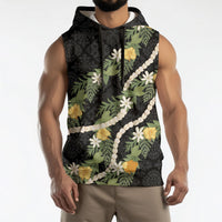 Puakenikeni Anthurium Pikake Lei Sleeveless Hoodie Hawaiian Quilt Pattern