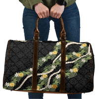 Puakenikeni Anthurium Pikake Lei Travel Bag Hawaiian Quilt Pattern LT9 Black - Polynesian Pride