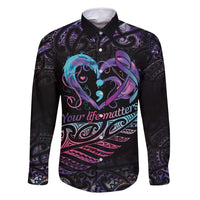 Personalised Your Life Matters Family Matching Long Sleeve Bodycon Dress and Hawaiian Shirt Suicide Prevention Awareness Semicolon Heart