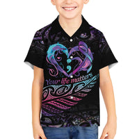 Personalised Your Life Matters Family Matching Off The Shoulder Long Sleeve Dress and Hawaiian Shirt Suicide Prevention Awareness Semicolon Heart