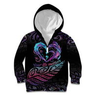 Personalised Your Life Matters Kid Hoodie Suicide Prevention Awareness Semicolon Heart