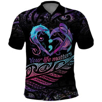 Personalised Your Life Matters Polo Shirt Suicide Prevention Awareness Semicolon Heart