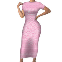 Custom New Zealand Basketball Indigenous Short Sleeve Bodycon Dress - Polynesian Pride