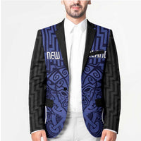 Custom Basketball New Zealand Blazer Blue Maori Ta Moko Indigenous - Polynesian Pride