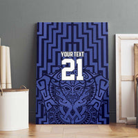 Custom Basketball New Zealand Canvas Wall Art Blue Maori Ta Moko Indigenous - Polynesian Pride