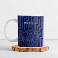 Custom Basketball New Zealand Ceramic Mug Blue Maori Ta Moko Indigenous LT9 Blue - Polynesian Pride
