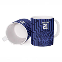 Custom Basketball New Zealand Ceramic Mug Blue Maori Ta Moko Indigenous LT9 - Polynesian Pride