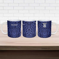 Custom Basketball New Zealand Ceramic Mug Blue Maori Ta Moko Indigenous LT9 - Polynesian Pride