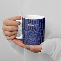 Custom Basketball New Zealand Ceramic Mug Blue Maori Ta Moko Indigenous LT9 - Polynesian Pride
