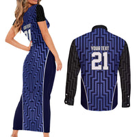 Custom Basketball New Zealand Couples Matching Short Sleeve Bodycon Dress and Long Sleeve Button Shirt Blue Maori Ta Moko Indigenous - Polynesian Pride