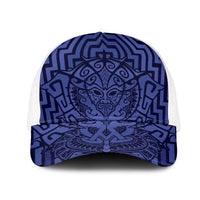 Basketball New Zealand Mesh Trucker Cap Blue Maori Ta Moko Indigenous - Polynesian Pride