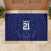 Custom Basketball New Zealand Rubber Doormat Blue Maori Ta Moko Indigenous - Polynesian Pride