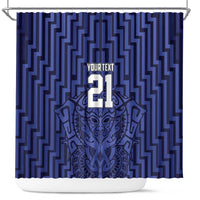 Custom Basketball New Zealand Shower Curtain Blue Maori Ta Moko Indigenous - Polynesian Pride