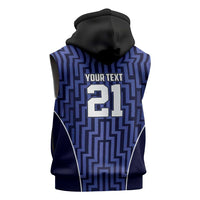 Custom Basketball New Zealand Sleeveless Hoodie Blue Maori Ta Moko Indigenous - Polynesian Pride