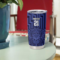 Custom Basketball New Zealand Tumbler Cup Blue Maori Ta Moko Indigenous - Polynesian Pride