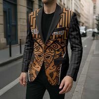 Custom Basketball New Zealand Blazer Gold Maori Ta Moko Indigenous LT9 - Polynesian Pride