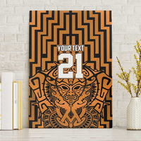 Custom Basketball New Zealand Canvas Wall Art Gold Maori Ta Moko Indigenous - Polynesian Pride