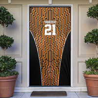 Custom Basketball New Zealand Door Cover Gold Maori Ta Moko Indigenous - Polynesian Pride